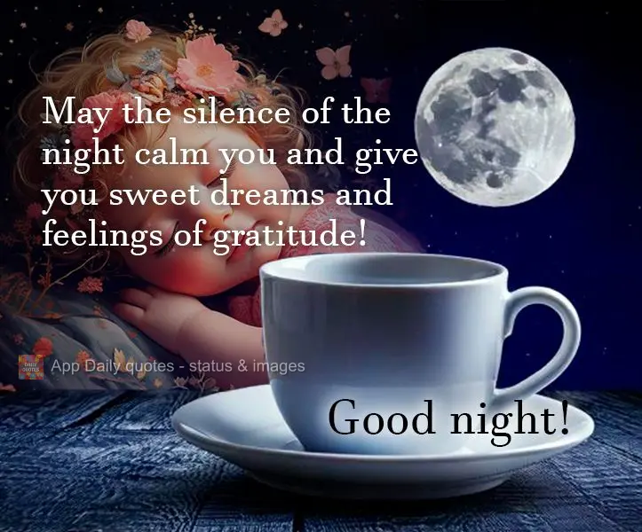 May the silence of the night calm you and give you sweet dreams and feelings of gratitude! Good night!