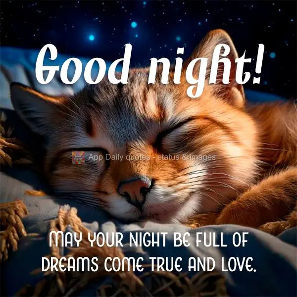 May your night be full of dreams come true and love. Good night!