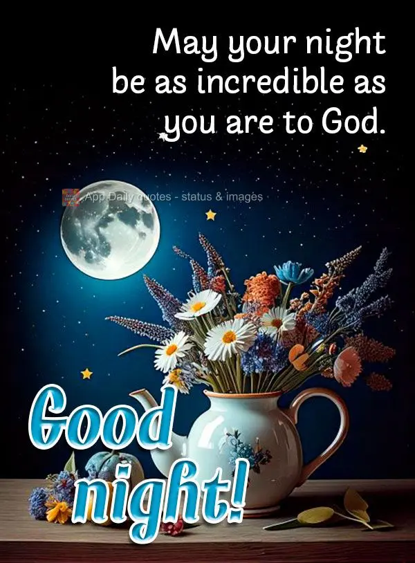 Que a sua noite seja tão incrível quanto você é para Deus.  Boa noite!