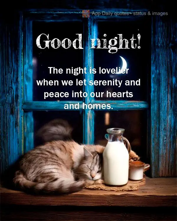 The night is lovelier when we let serenity and peace into our hearts and homes. Good night!