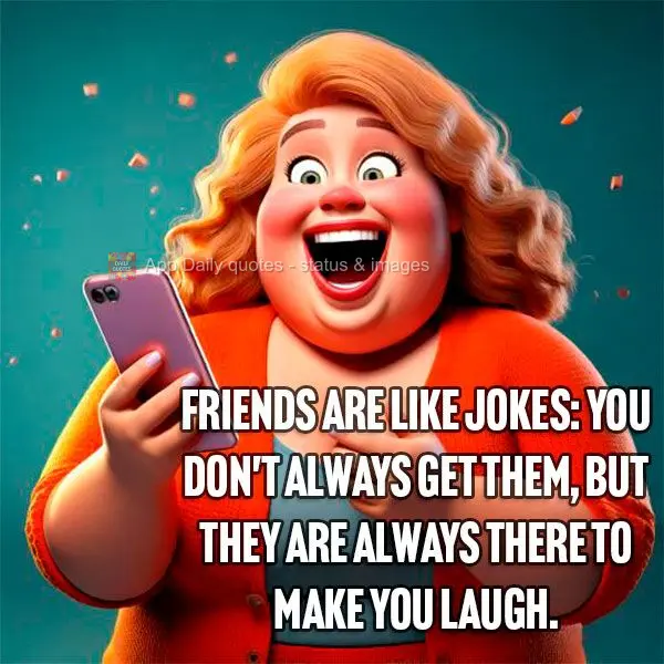 Amigos são como piadas: nem sempre você entende, mas eles estão sempre lá para te fazer rir.