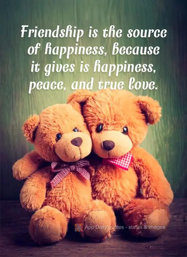 Friendship is the source of happiness, because it gives is happiness, peace, and true love.