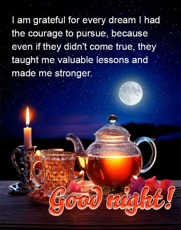 I am grateful for every dream I had the courage to pursue, because even if they didn't come true, they taught me valuable lessons and made me stronger. G...