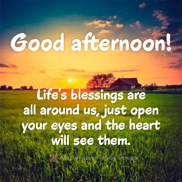 As bênçãos da vida estão ao nosso redor, basta abrir os olhos e o coração para enxergá-las. Boa tarde!