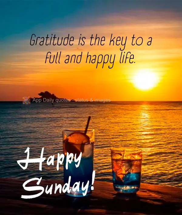 A gratidão é a chave para uma vida plena e feliz. Feliz Domingo! 