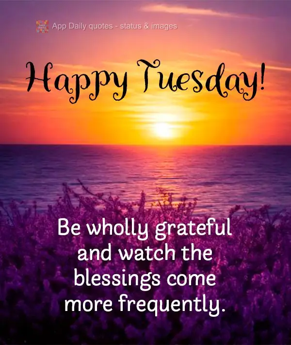 Be wholly grateful and watch the blessings come more frequently. Happy Tuesday!