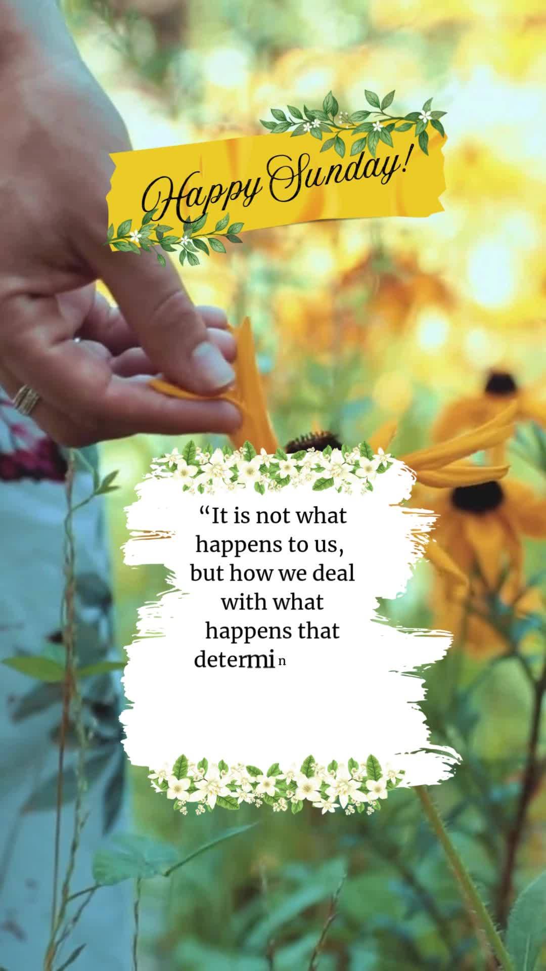 "Não é o que acontece conosco, mas como lidamos com o que acontece, que determina nosso destino. Feliz Domingo!  Epicteto