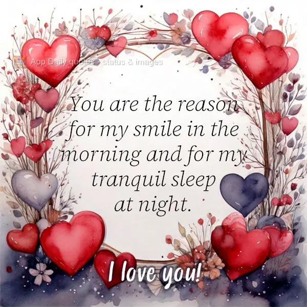 You are the reason for my smile in the morning and for my tranquil sleep at night.