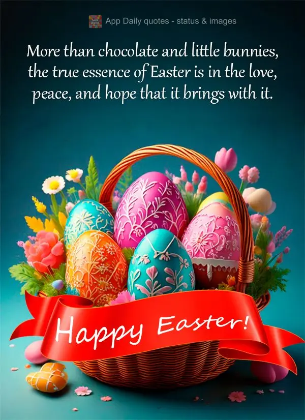 Mais do que chocolates e coelhinhos, a verdadeira essência da Páscoa está no amor, na paz e na esperança que ela traz consigo. Feliz Páscoa!