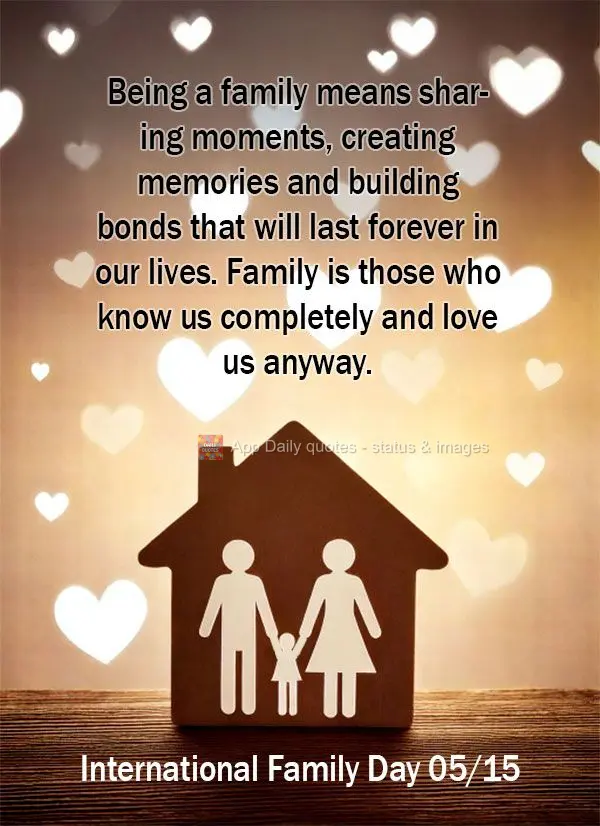 Being a family means sharing moments, creating memories and building bonds that will last forever in our lives. Family is those who know us completely an...