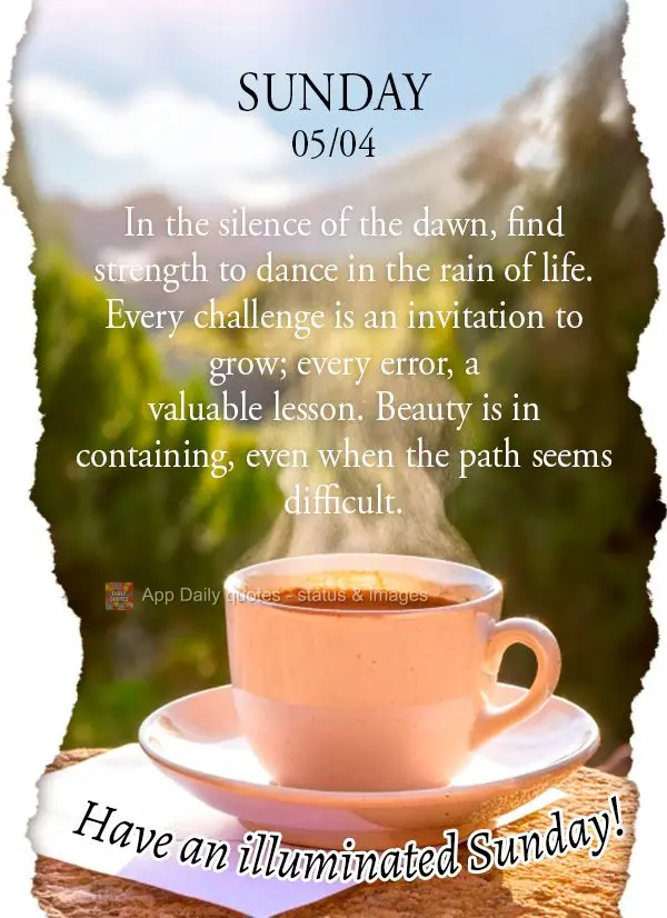 No silêncio do amanhecer, encontre forças para dançar na chuva da vida. Cada desafio é um convite para crescer; cada erro, uma lição valiosa. A bel...