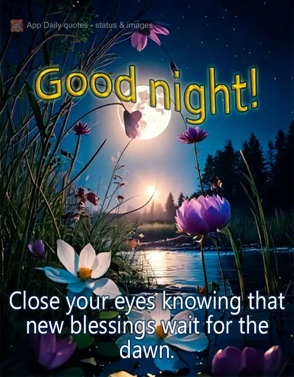 Close your eyes knowing that new blessings wait for the dawn. Good night! 