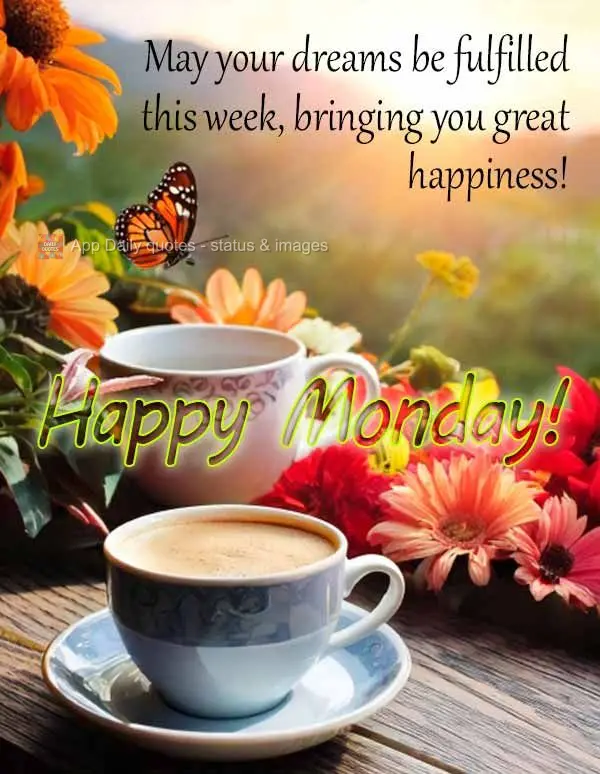 Que nesta semana os seus sonhos sejam realizado lhe trazendo grande felicidade! Feliz Segunda!