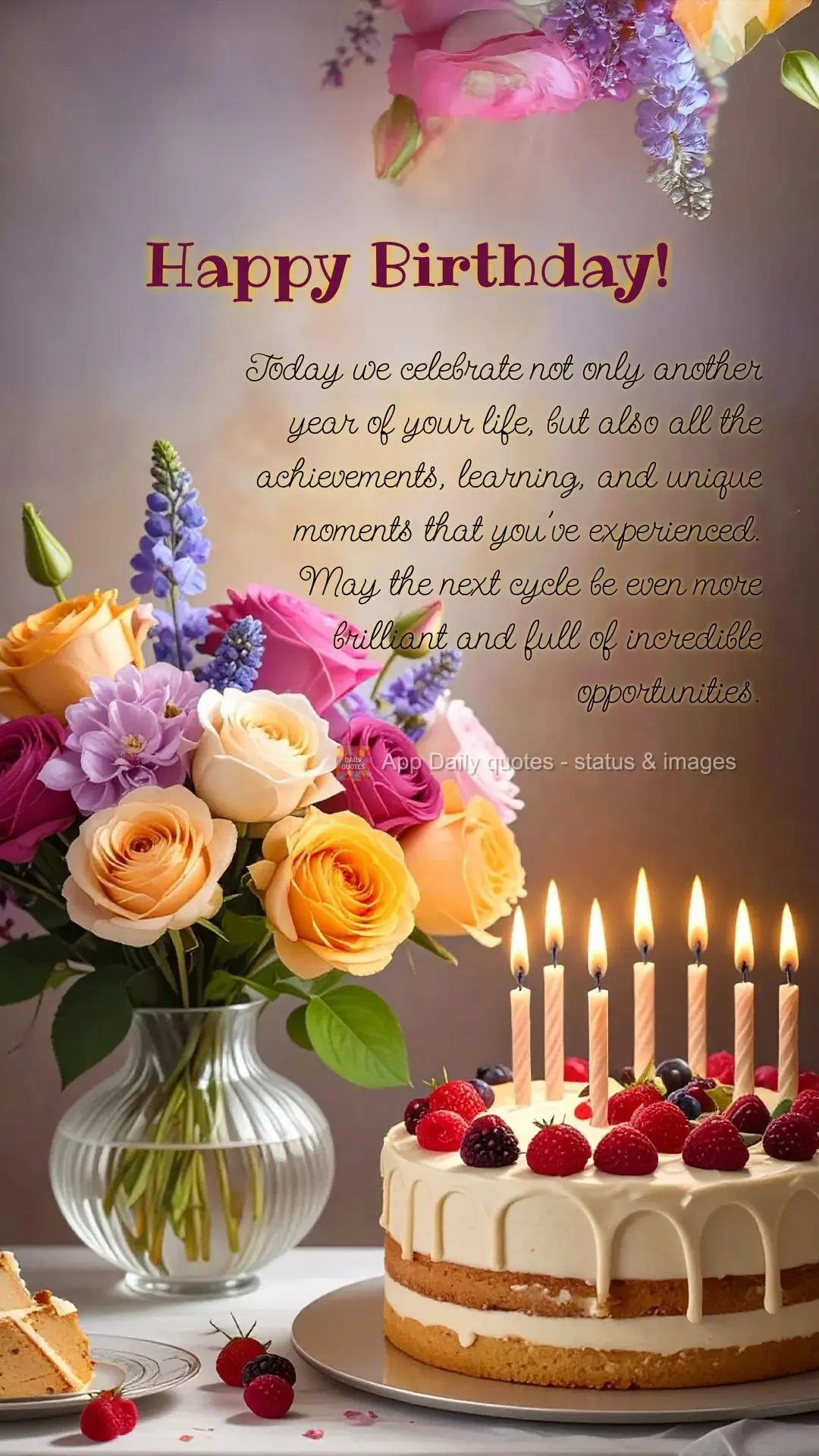 Hoje celebramos não apenas mais 
um ano de sua vida, mas também 
todas as conquistas, aprendizados e momentos únicos que você viveu. 
Que o próxi...