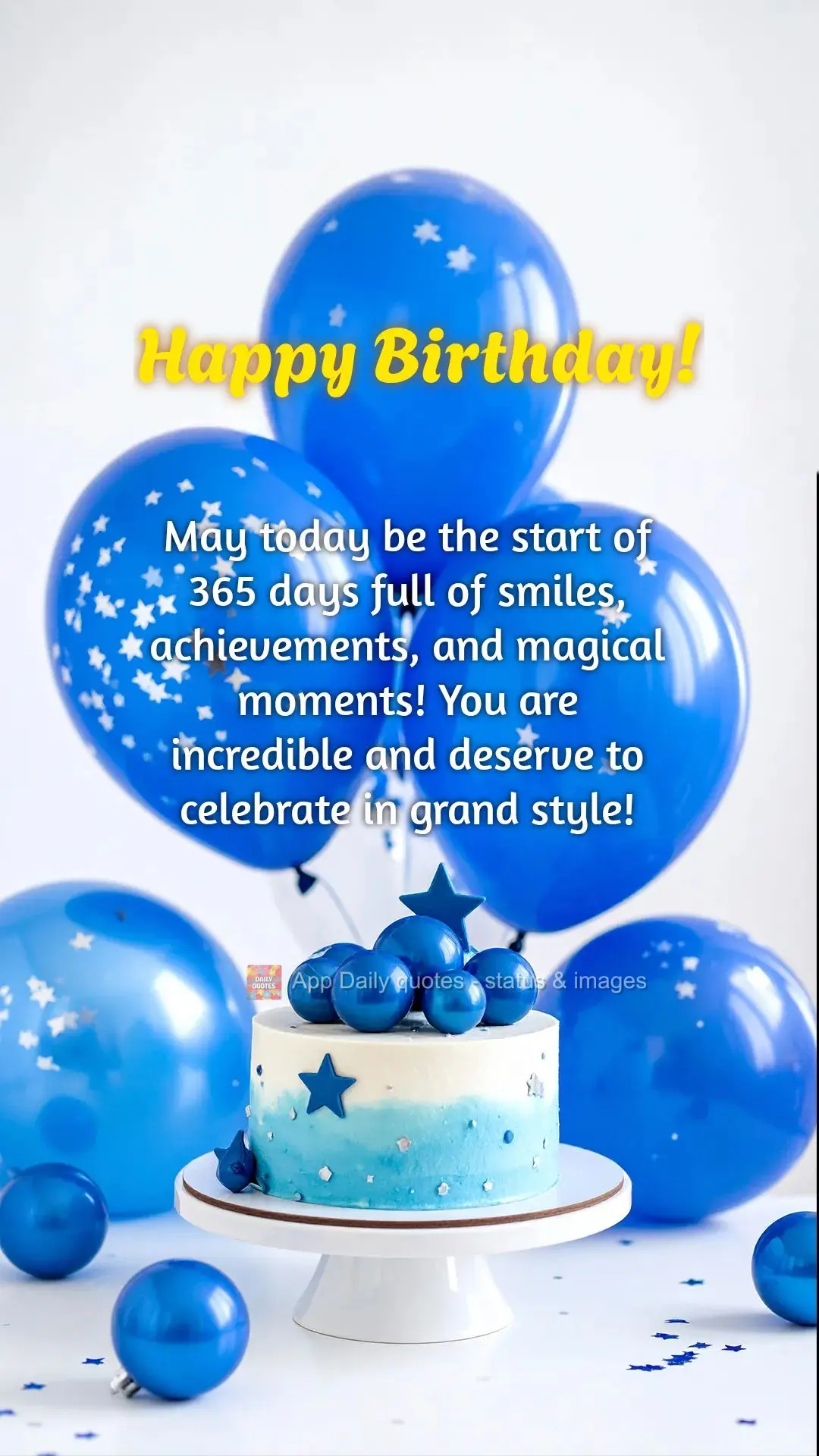  Que este dia seja o início de 365 dias repletos de sorrisos, conquistas e momentos mágicos! Você é incrível e merece celebrar em grande estilo! Par...