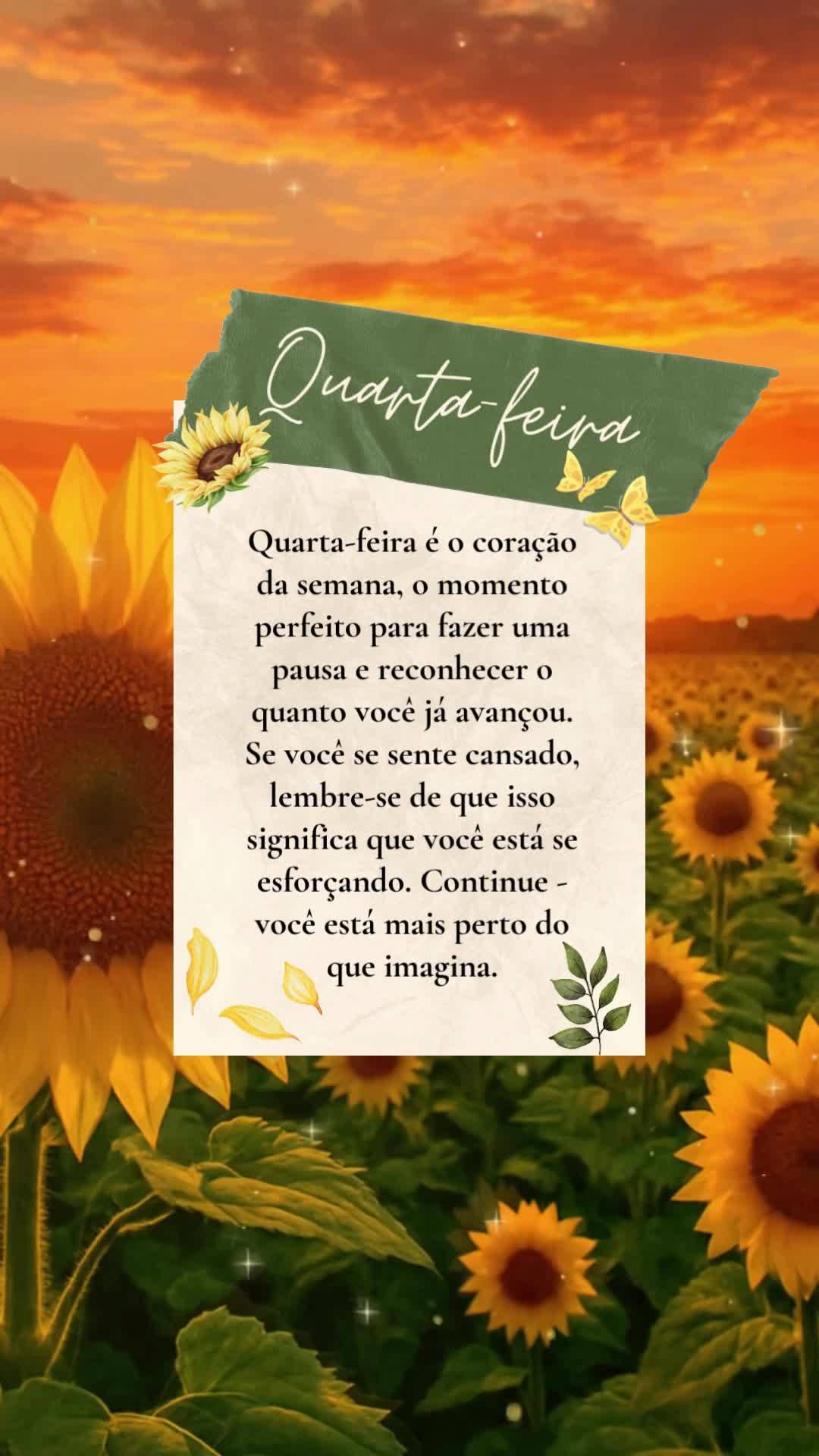 Quarta-feira é o coração da semana, o momento perfeito para fazer uma pausa e reconhecer o quanto você já avançou. Se você se sente cansado, lembr...