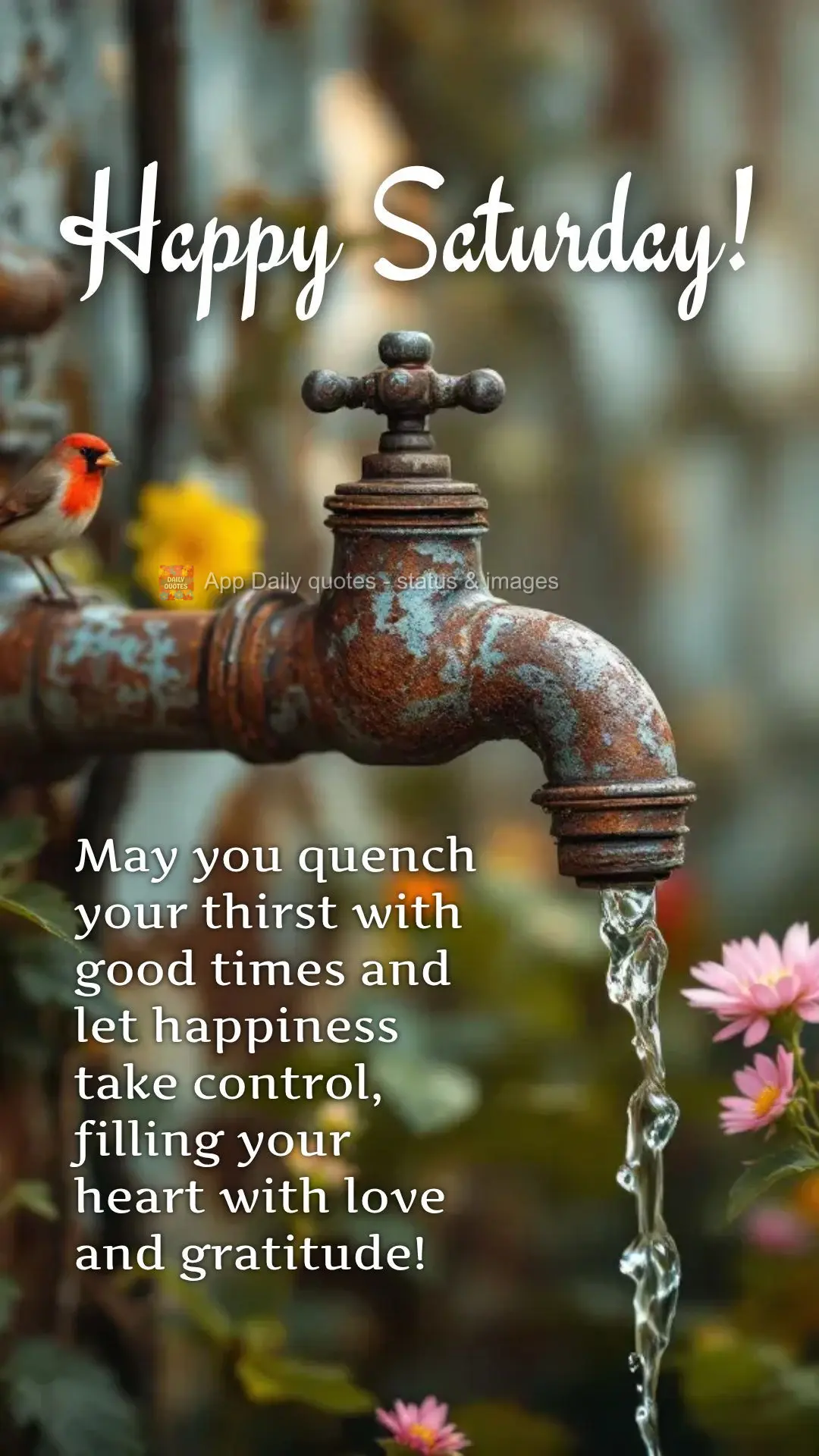 May you quench your thirst with good times and let happiness take control, filling your heart with love and gratitude! Happy Saturday!