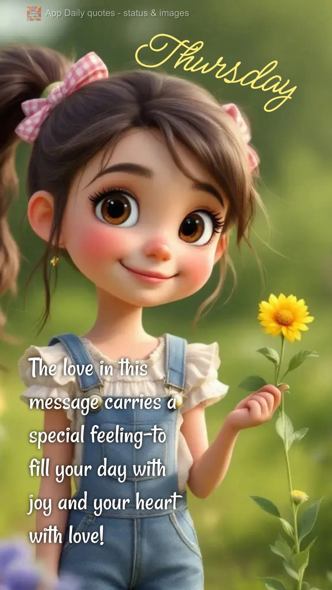 The love in this message carries a special feeling–to fill your day with joy and your heart with love! Thursday