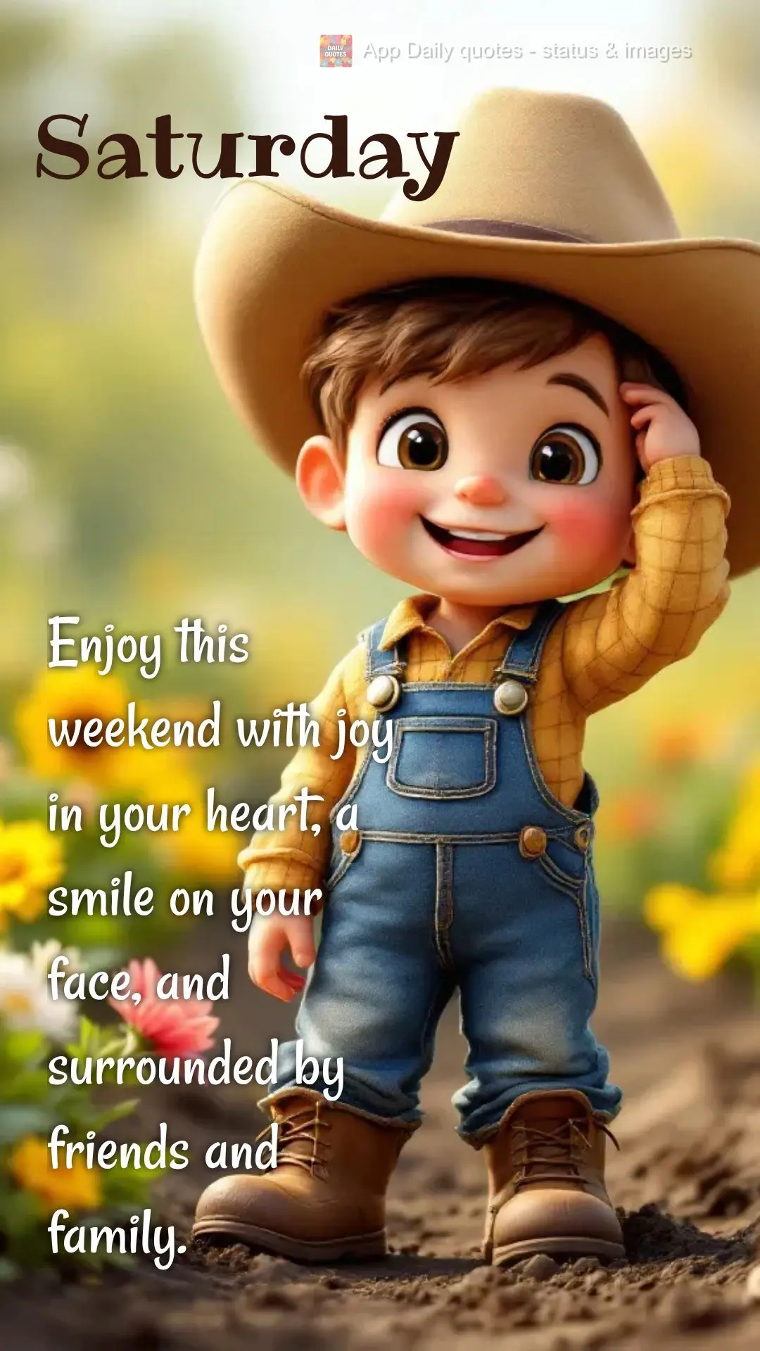 Enjoy this weekend with joy in your heart, a smile on your face, and surrounded by friends and family. Saturday