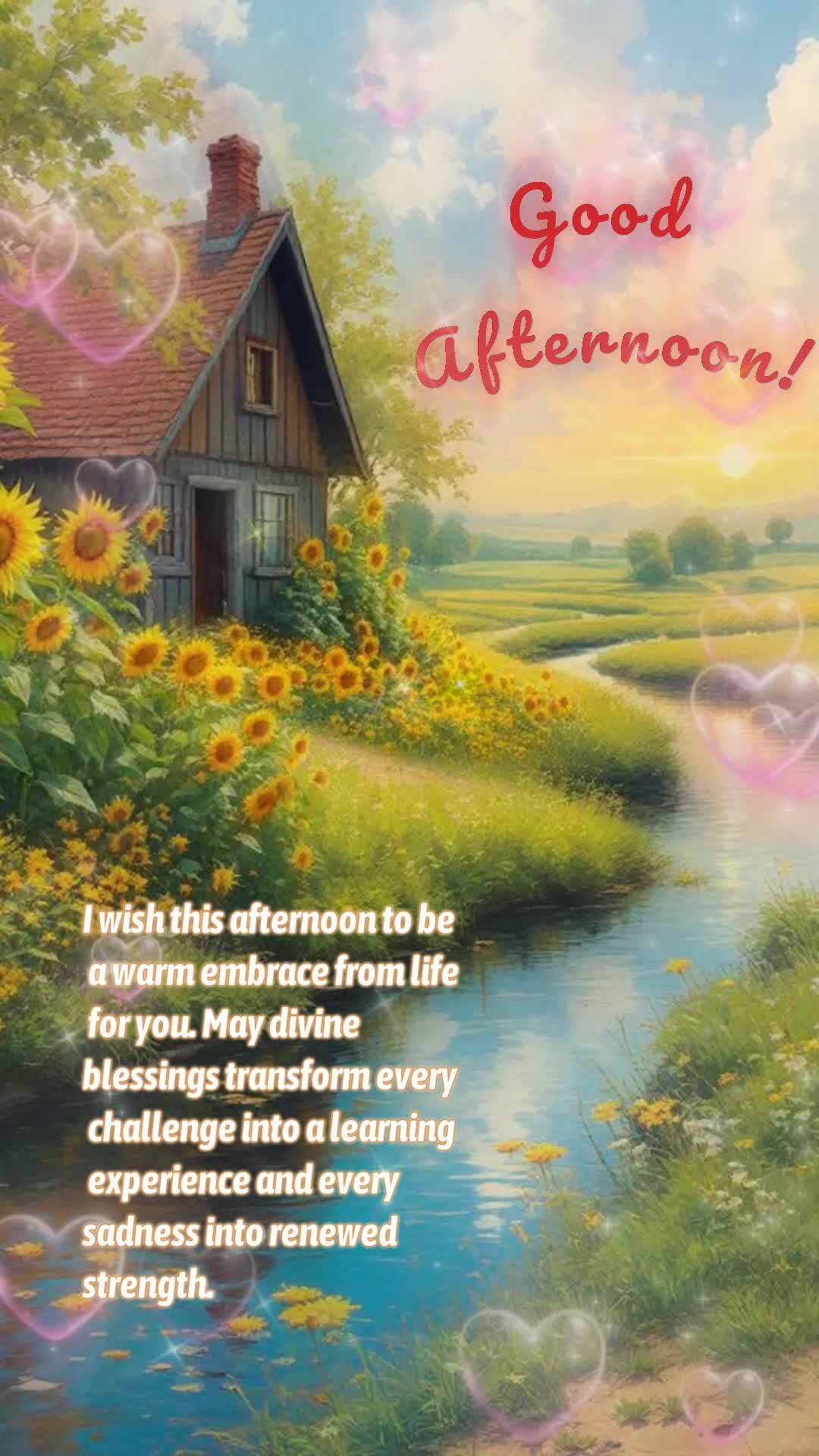 Desejo que esta tarde seja um abraço caloroso da vida em você. Que as bênçãos divinas transformem qualquer desafio em aprendizado e qualquer tristez...