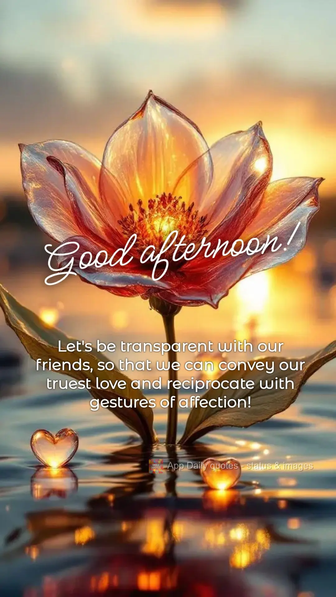 Sejamos transparente com nosso amigos, que possamos transmitir nosso amor mais verdadeiro e ser recíproco com os gesto de carinho! Boa tarde!