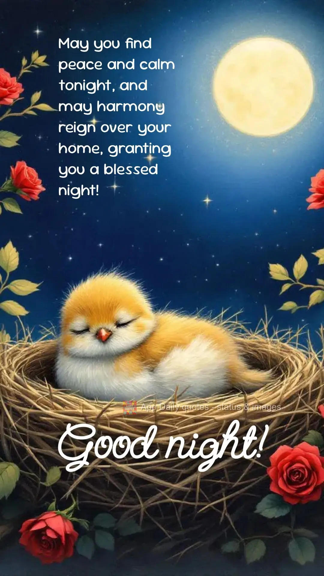 May you find peace and calm tonight, and may harmony reign over your home, granting you a blessed night! Good night!
