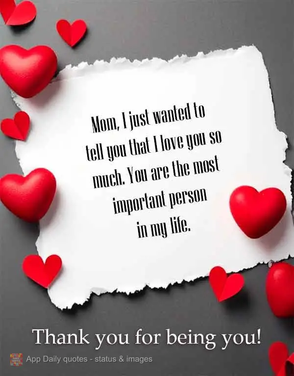 Mãe, só queria dizer que te amo muito e que você é a pessoa mais importante da minha vida. Obrigado por existir!