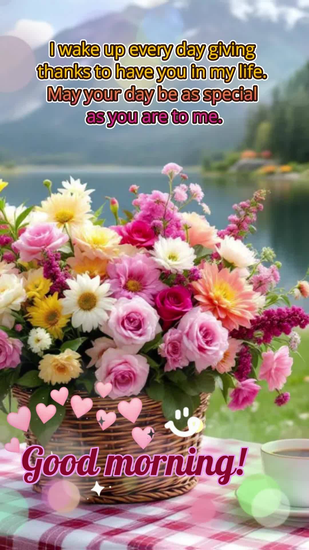 Acordo todos os dias agradecendo por ter você na minha vida. Que seu dia seja tão especial quanto você é para mim. Bom dia!