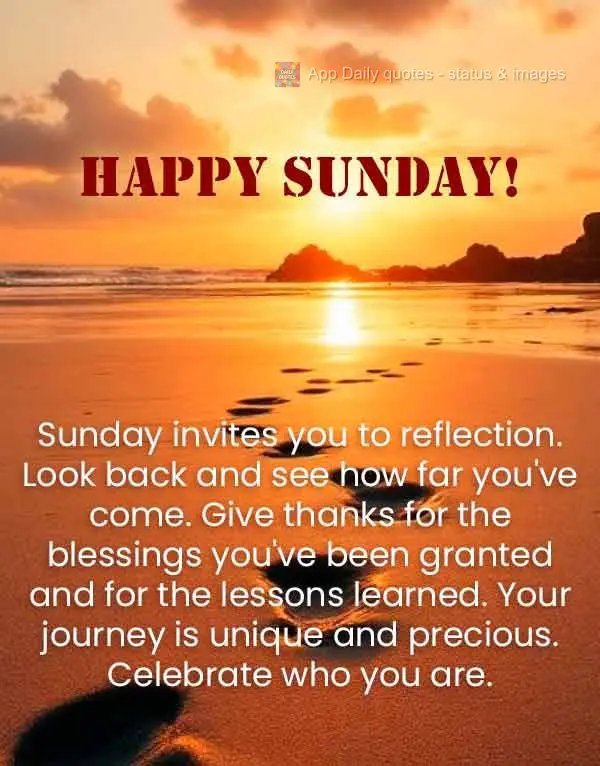 O domingo te convida à reflexão. Olhe para trás e veja o quanto caminhou. Agradeça pelas bênçãos recebidas e pelas lições aprendidas. Sua jornad...