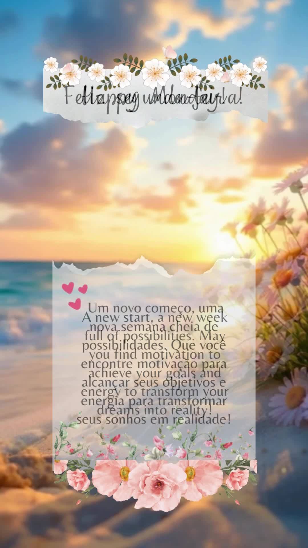 Um novo começo, uma nova semana cheia de possibilidades. Que você encontre motivação para alcançar seus objetivos e energia para transformar seus so...