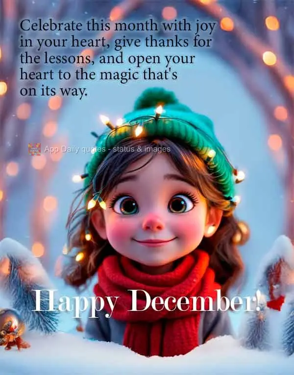 Celebre este mês com alegria no coração, agradeça pelas lições e abra seu coração 
para a magia que está por vir. Feliz Dezembro!