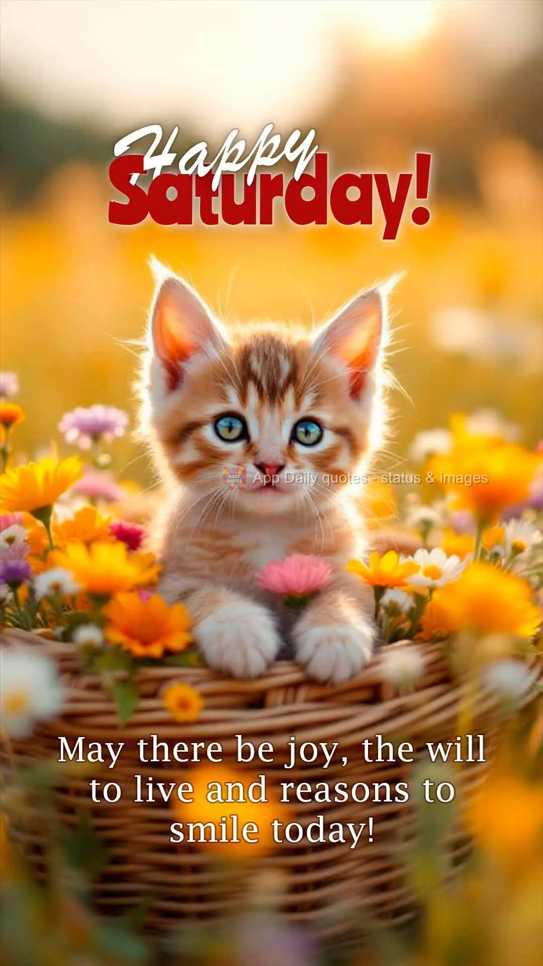 May there be joy, the will to live and reasons to smile today! Happy Saturday!