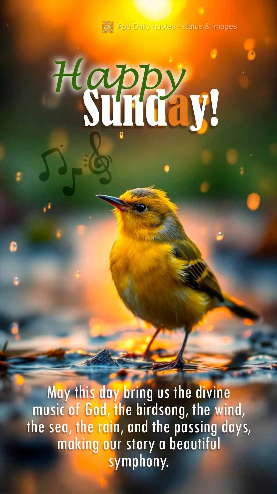 May this day bring us the divine music of God, the birdsong, the wind, the sea, the rain, and the passing days, making our story a beautiful symphony. Ha...