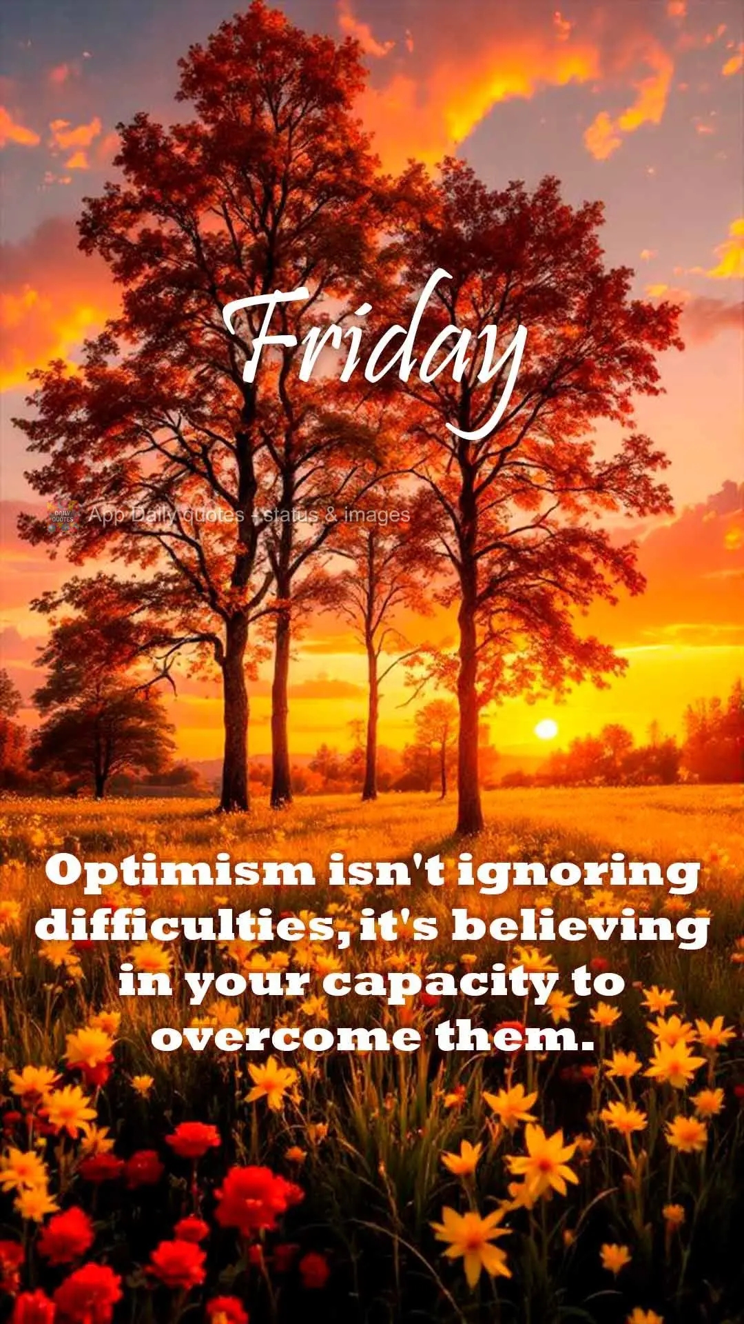 Optimism isn't ignoring difficulties, it's believing in your capacity to overcome them. Friday