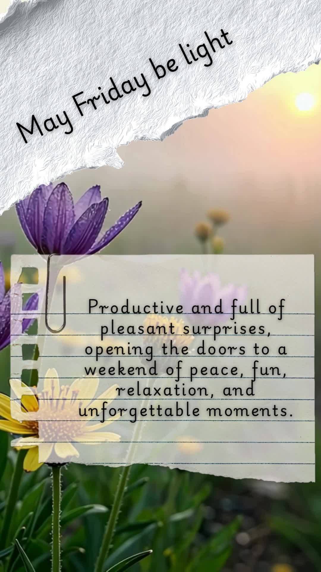 Produtiva e cheia de boas surpresas, abrindo as portas para um fim de semana de paz, diversão, descanso e momentos
inesquecíveis.
Que esta sexta-feir...