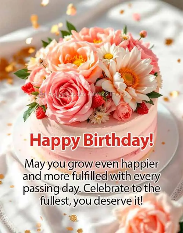 May you grow even happier and more fulfilled with every passing day. Celebrate to the fullest, you deserve it! Happy Birthday!
