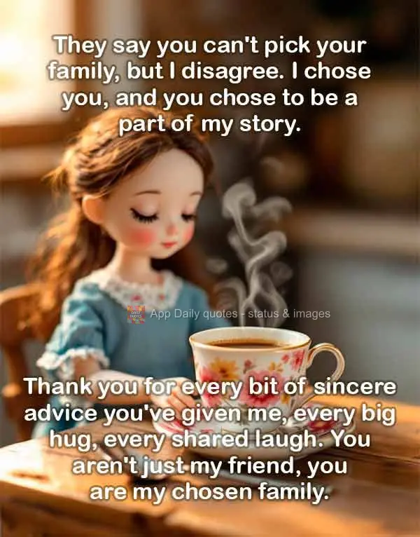 Dizem que não escolhemos a família, mas eu discordo. Eu te escolhi como irmão do coração, e você escolheu fazer parte da minha história. Obrigado ...