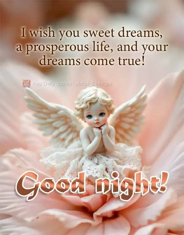 Desejo doce sonhos, vida próspera e desejos realizados! Boa noite!