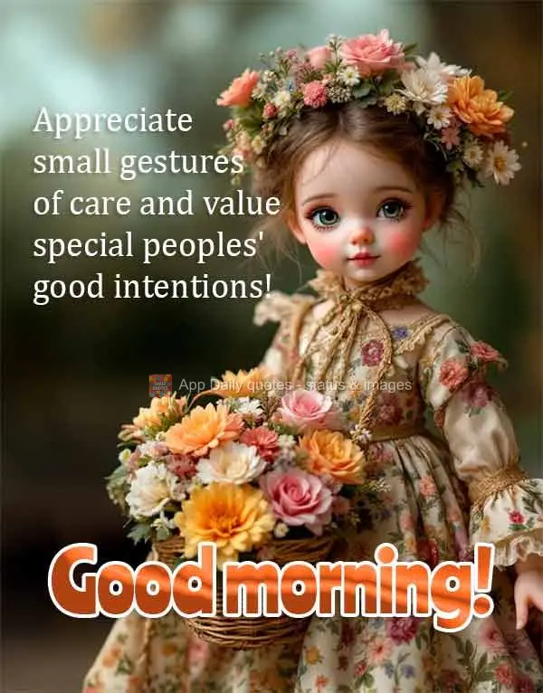 Aprecie os pequenos gestos de carinho 
e valorize cada boa intensão de pessoas 
especiais! Bom dia!