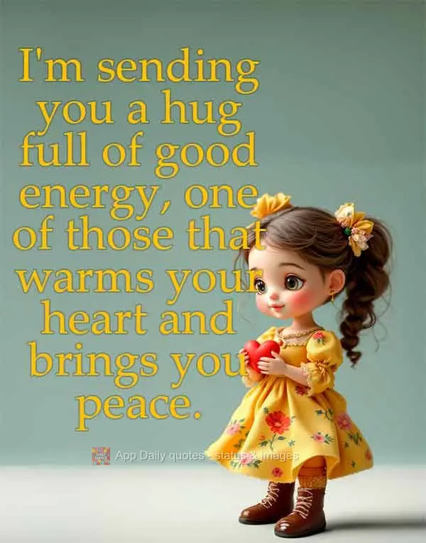 Te envio um abraço cheio de energia boa, daqueles que aquecem o coração e trazem paz.