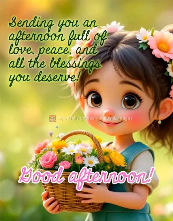 Enviando uma tarde cheia de carinho, paz e todas as bênçãos que você merece! Boa tarde!