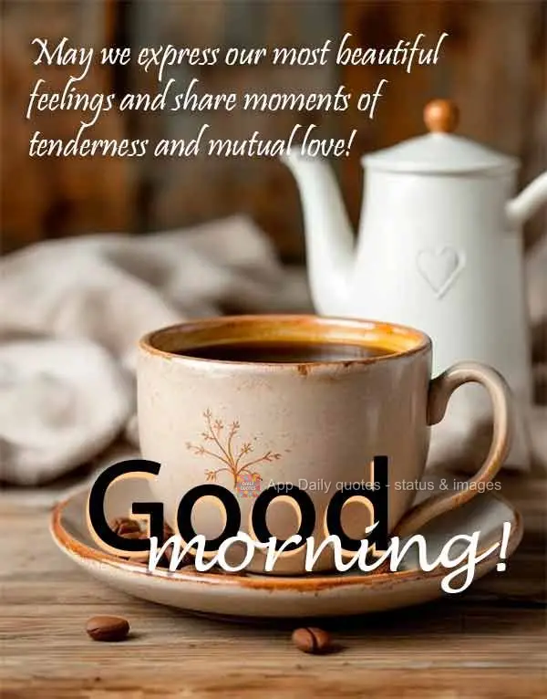 Que possamos expressar nosso sentimento mais bonito e compartilhar momentos de ternura e amor recíproco! Bom dia!