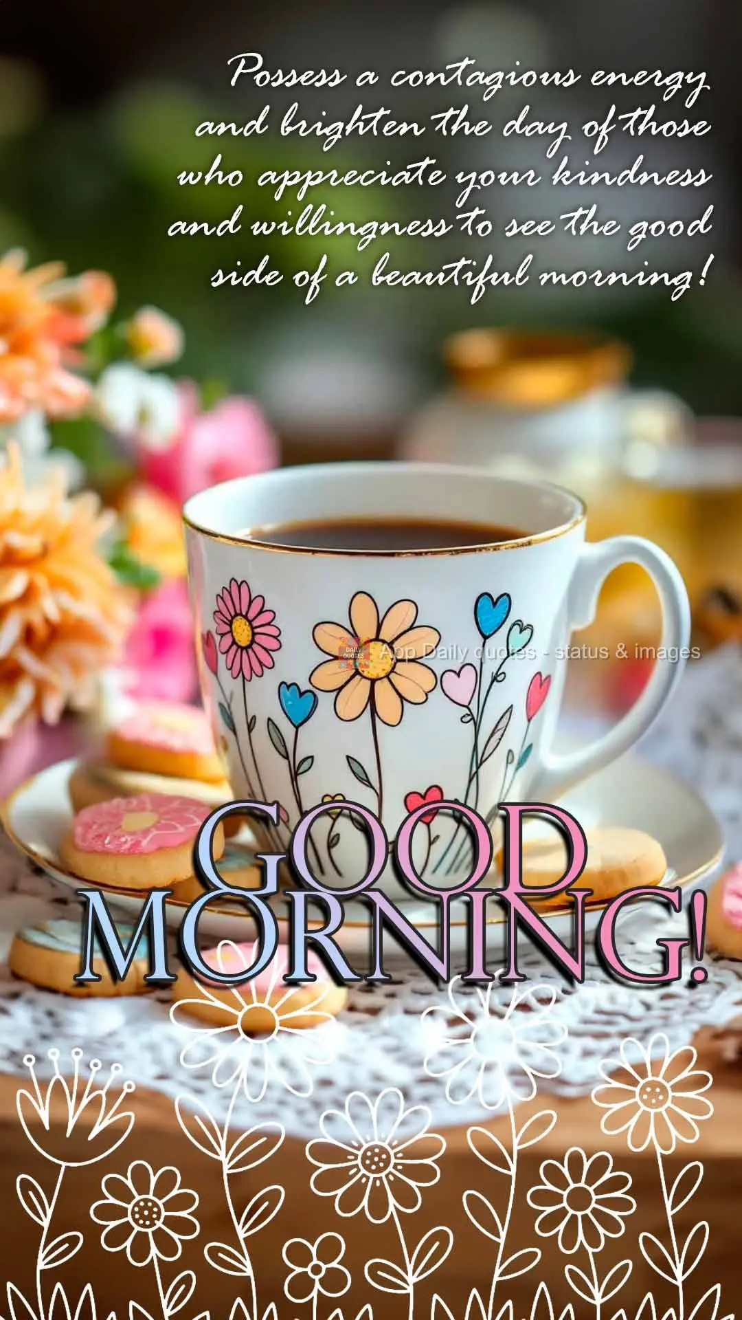Possess a contagious energy and brighten the day of those who appreciate your kindness and willingness to see the good side of a beautiful morning! Good ...