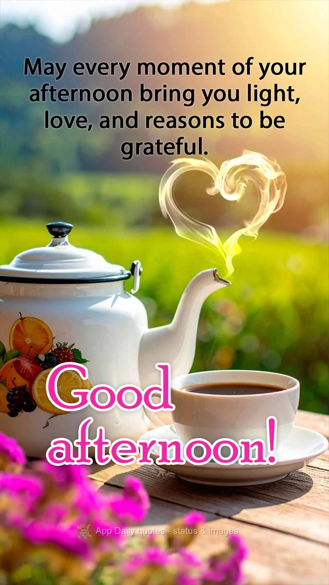 Que cada momento desta tarde traga luz, amor e motivos para agradecer. Boa tarde!