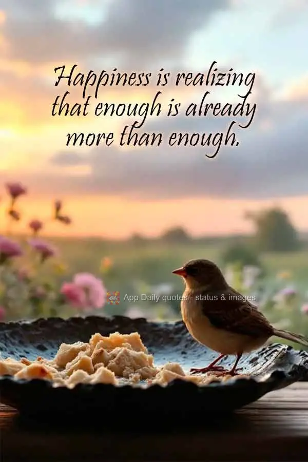 Felicidade é perceber que o suficiente já é mais do que bastante.
