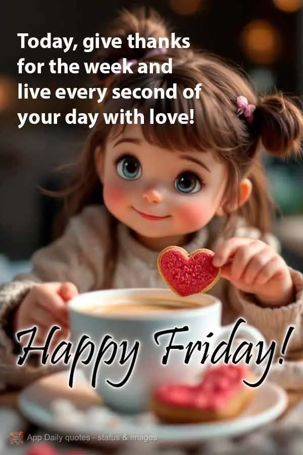 Hoje, o agradeça pela semana e viva cada segundo do seu dia com amor! Feliz Sexta!