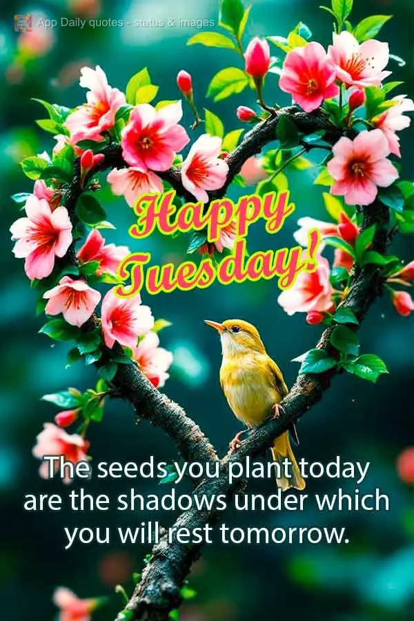 As sementes que você planta hoje são as sombras sob as quais vai descansar amanhã. Feliz Terça!