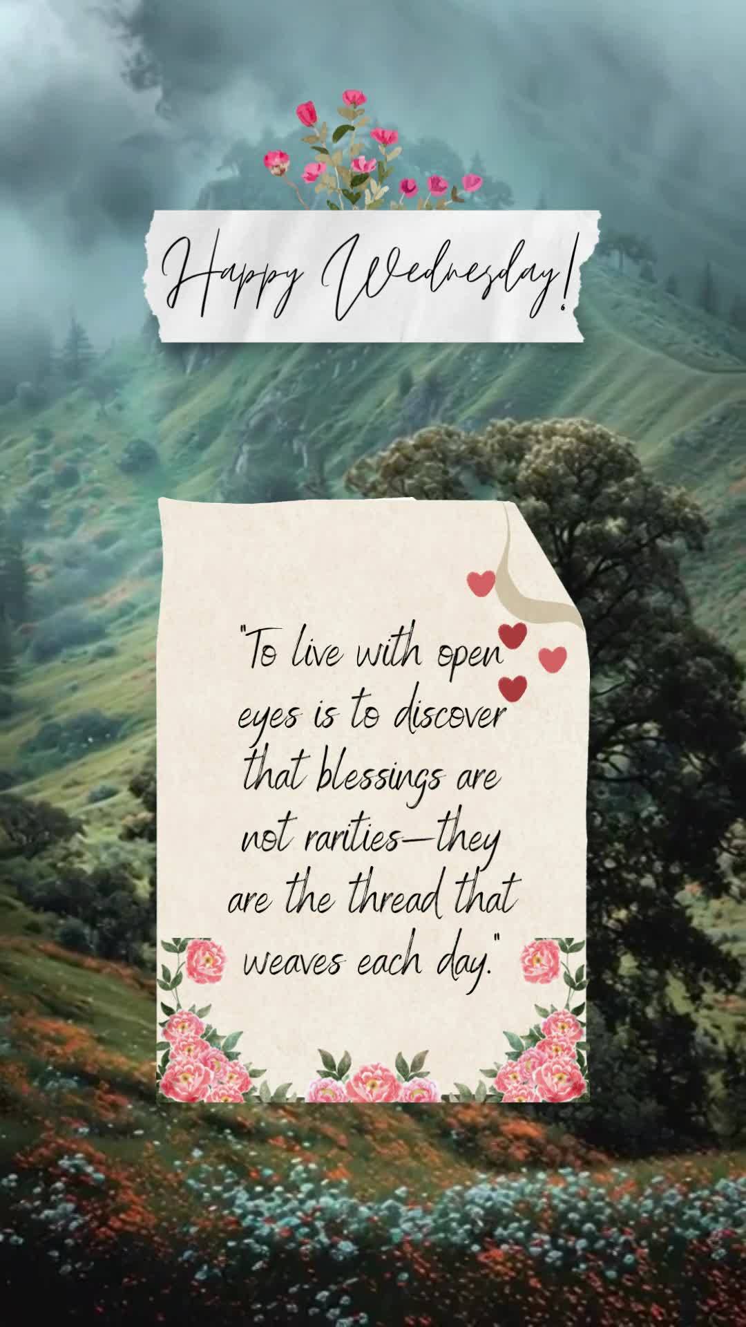 "Viver com olhos abertos é descobrir que bênçãos não são raridades — são o fio que tece cada dia." Feliz Quarta!