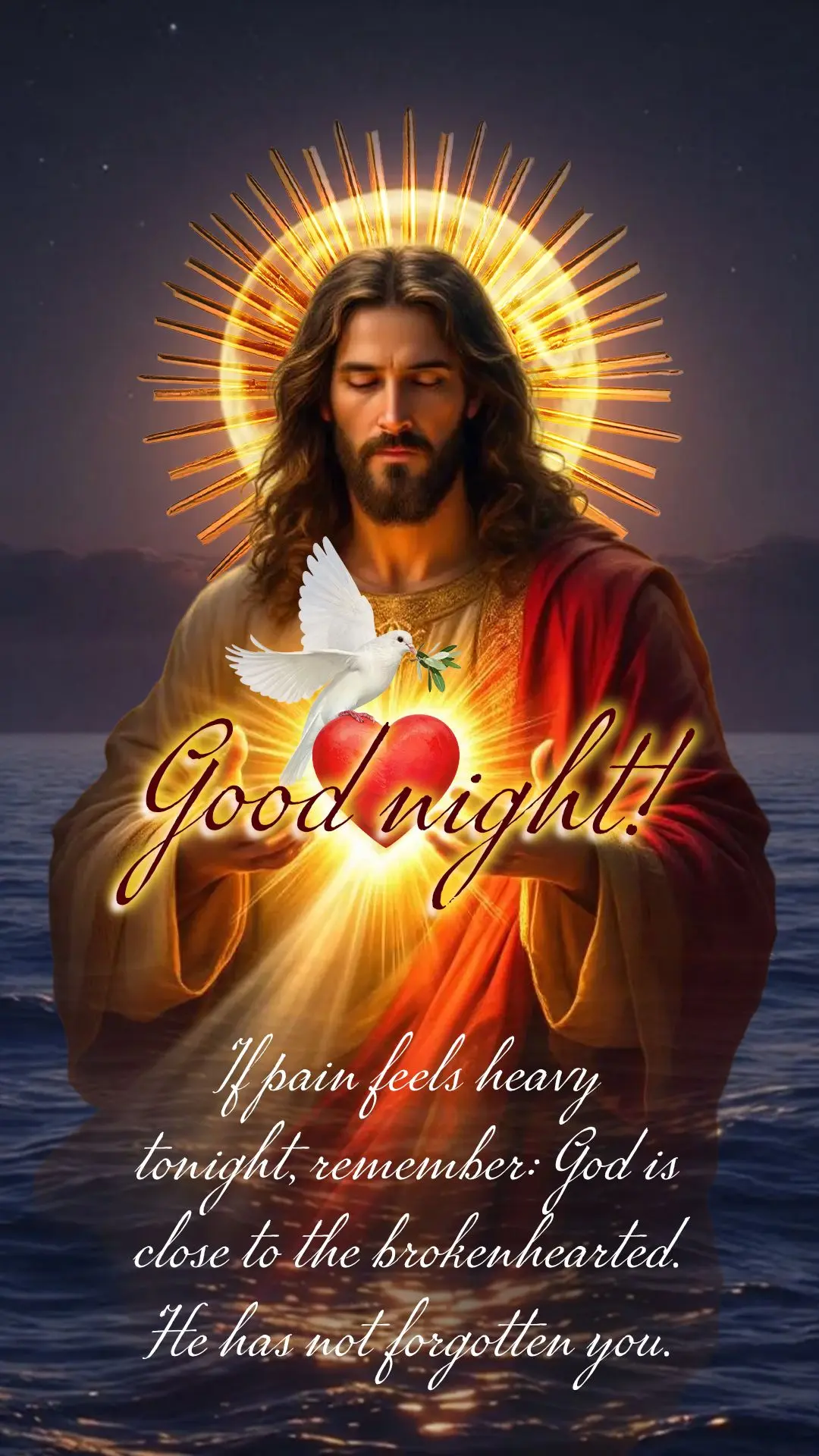 Boa noite. Se a dor parece grande esta noite, lembre-se: Deus está perto dos que sofrem. Ele não te abandonou. 🌙🙏