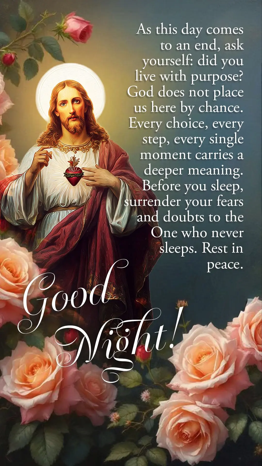Boa noite. Ao encerrar mais um dia, reflita: você viveu com propósito? Deus não nos coloca aqui por acaso. Cada escolha, cada passo, cada momento tem ...